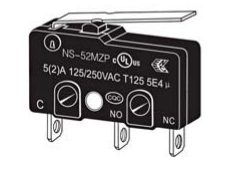 Microinterruptor de alavanca de dobradiça com abertura de contato de 2 mm com três molas divididas